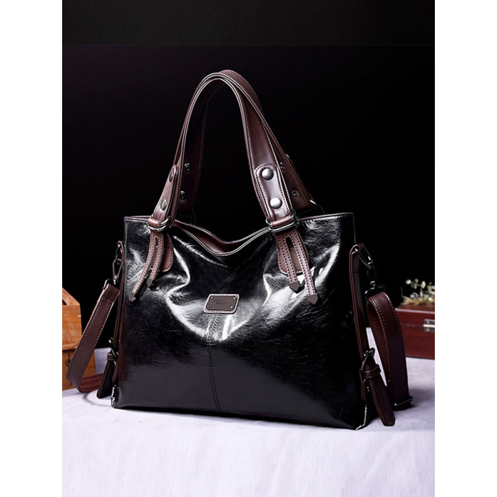 Casual Soft Leather Shoulder Crossbody Large Capacity Tote Bag