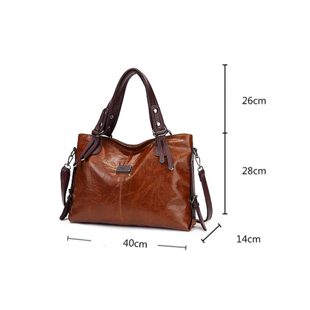 Casual Soft Leather Shoulder Crossbody Large Capacity Tote Bag