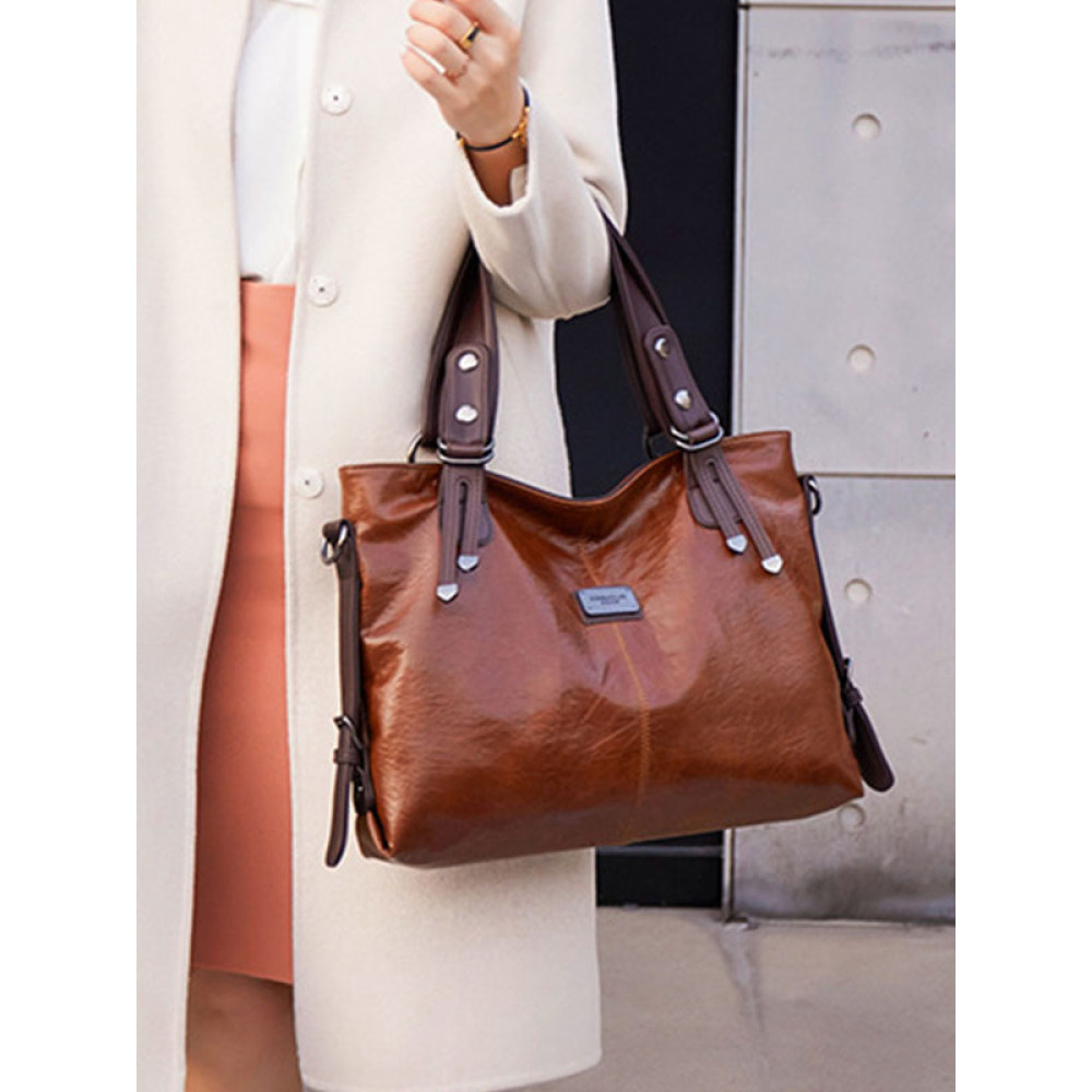 Casual Soft Leather Shoulder Crossbody Large Capacity Tote Bag