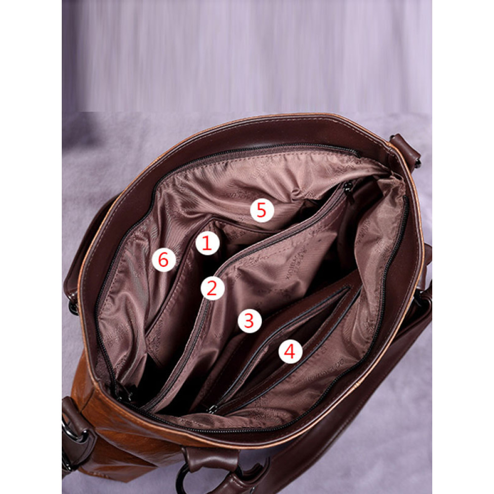 Casual Soft Leather Shoulder Crossbody Large Capacity Tote Bag