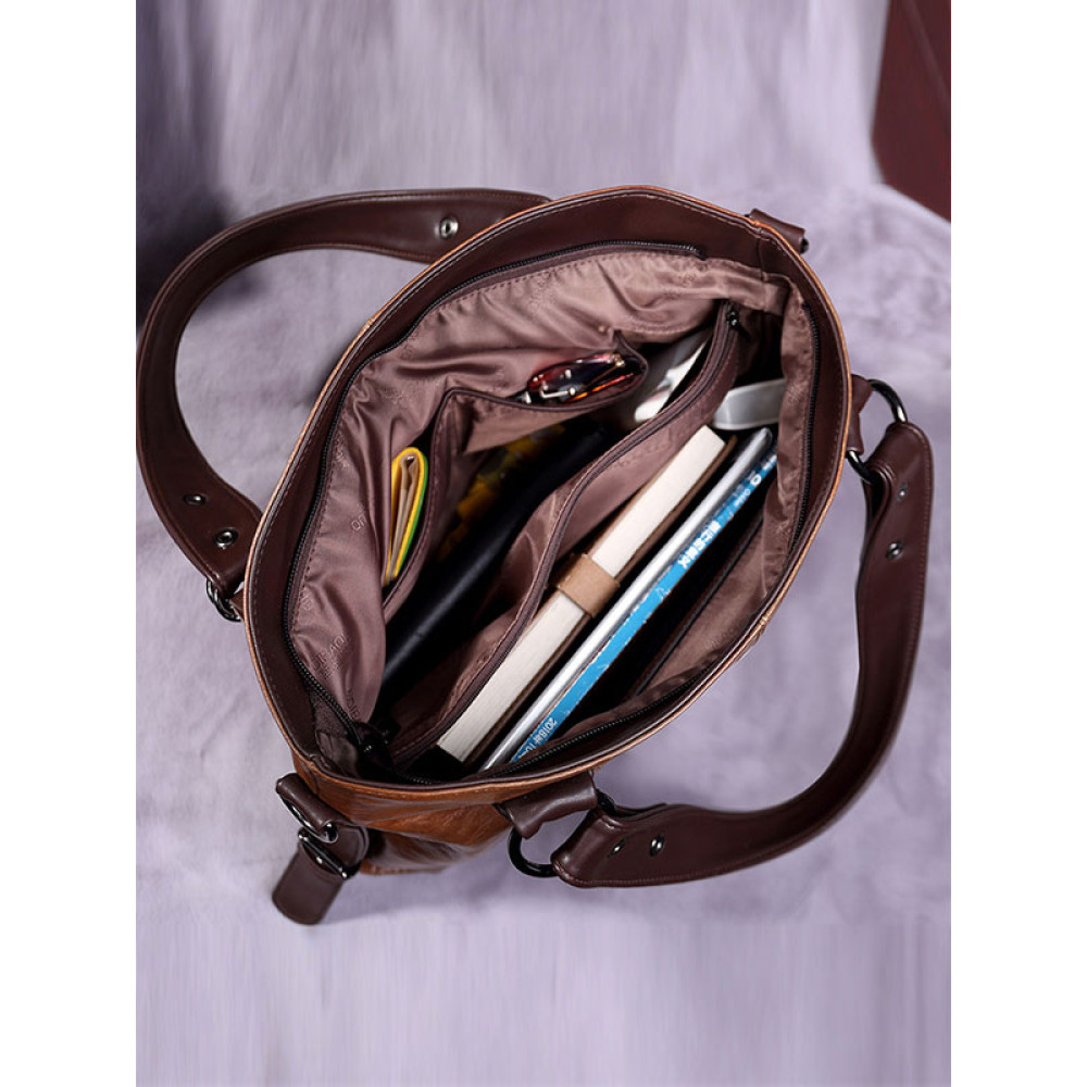Casual Soft Leather Shoulder Crossbody Large Capacity Tote Bag