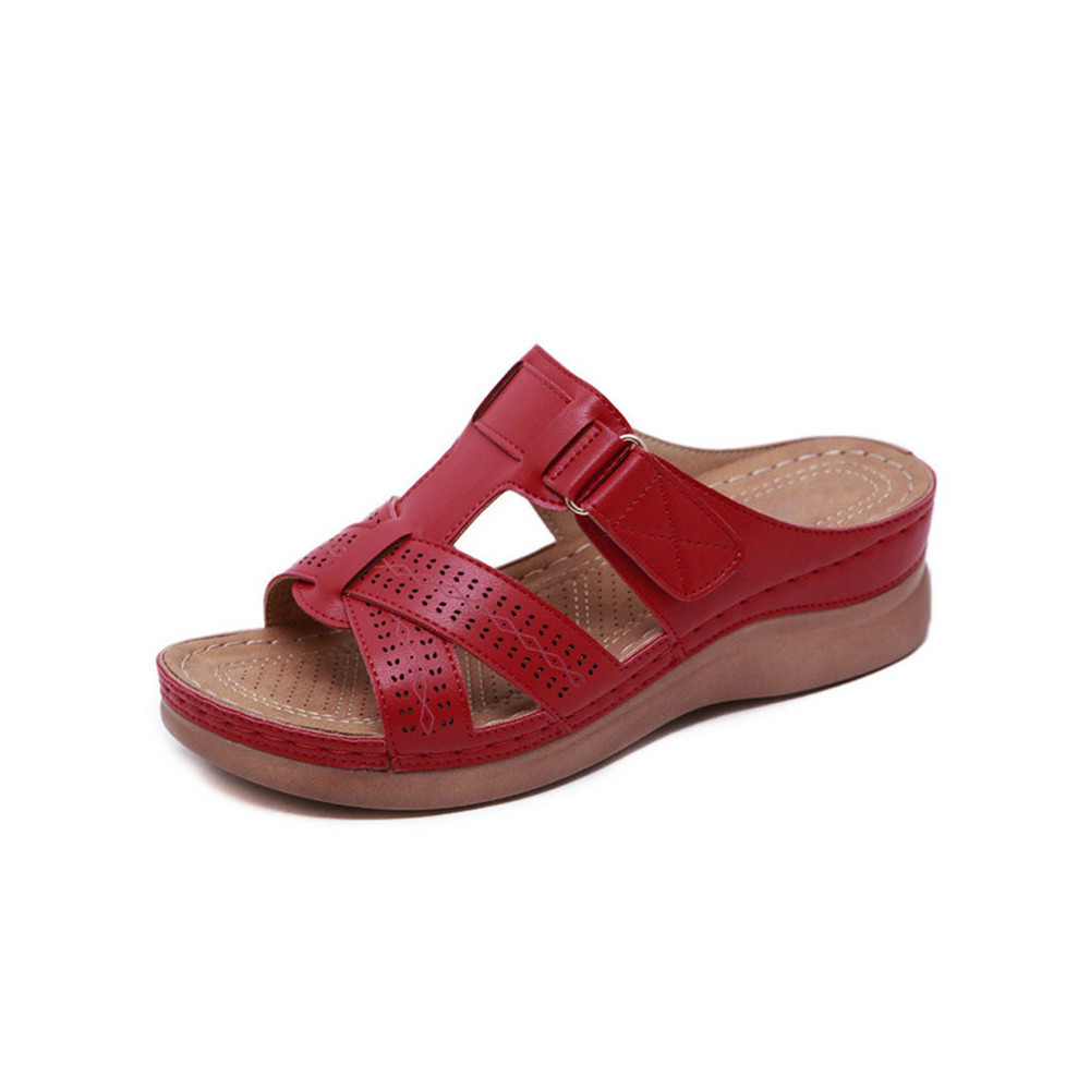 Casual Vintage Cutout Stitch Cross Platform Sandals