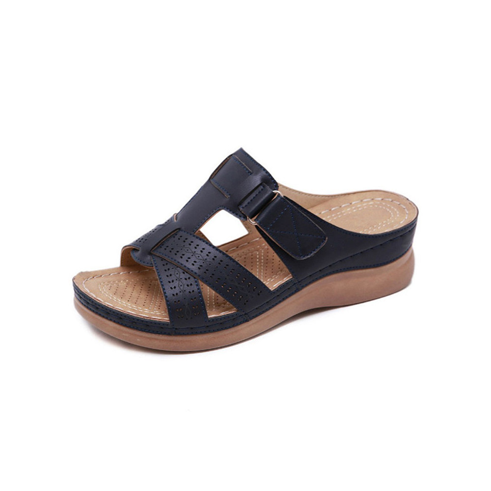 Casual Vintage Cutout Stitch Cross Platform Sandals