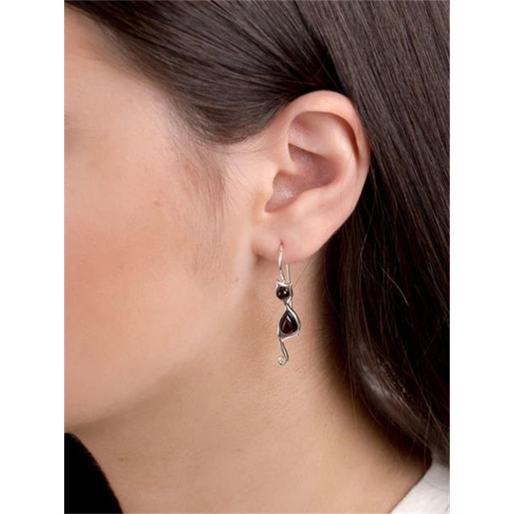 Cat Inspired Natural Stone Studded Earrings