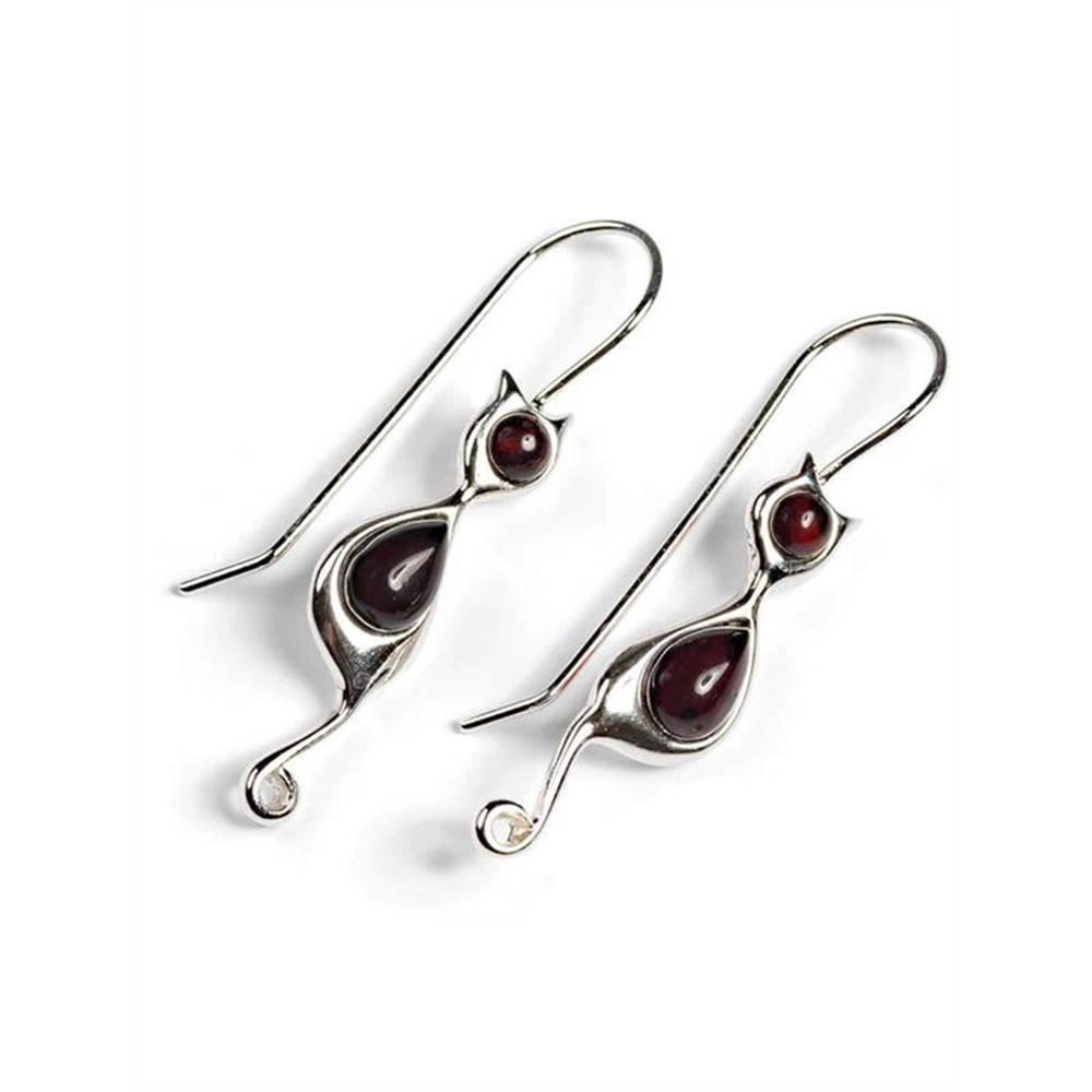 Cat Inspired Natural Stone Studded Earrings