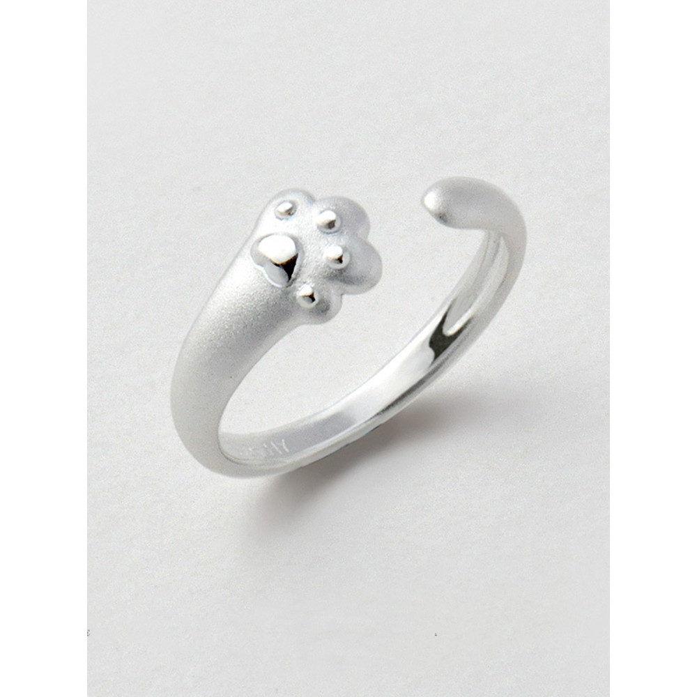 Cat Lovely Paw Silver Adjustable Ring