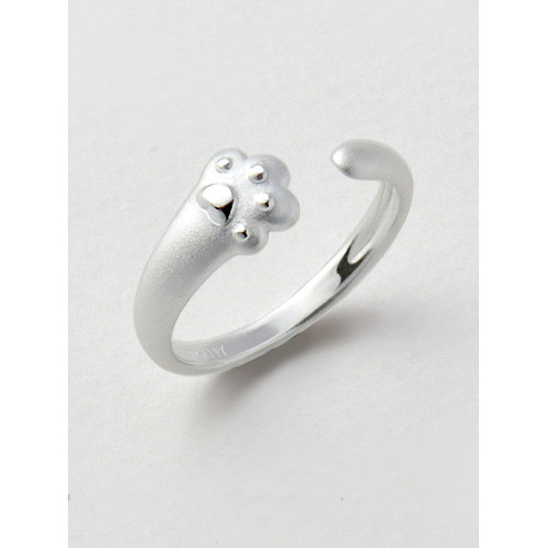 Cat Lovely Paw Silver Adjustable Ring