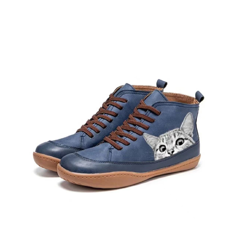 Cat Peeking Patchwork Casual Ankle Boots