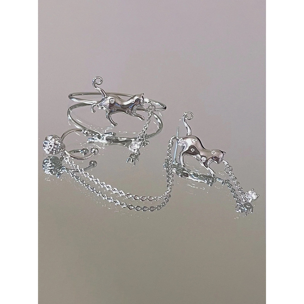 Cat Series Chain Tassel Earrings