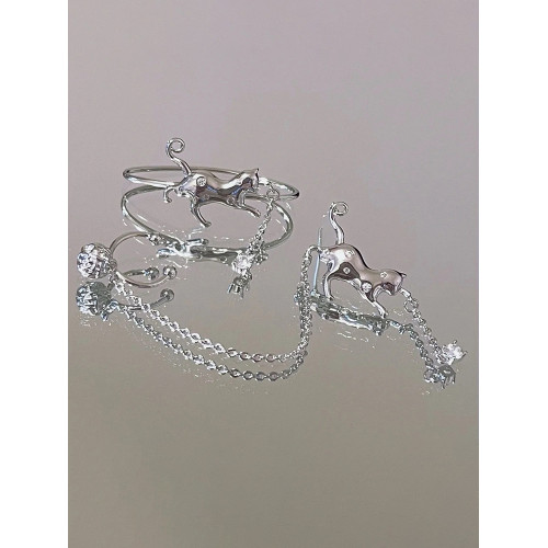 Cat Series Chain Tassel Earrings