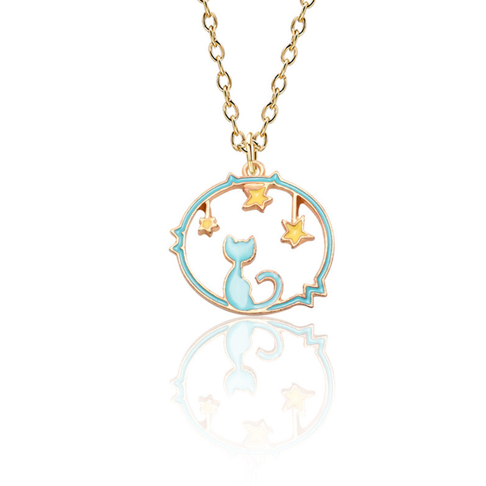 Cat Under The Stars Alloy Necklace