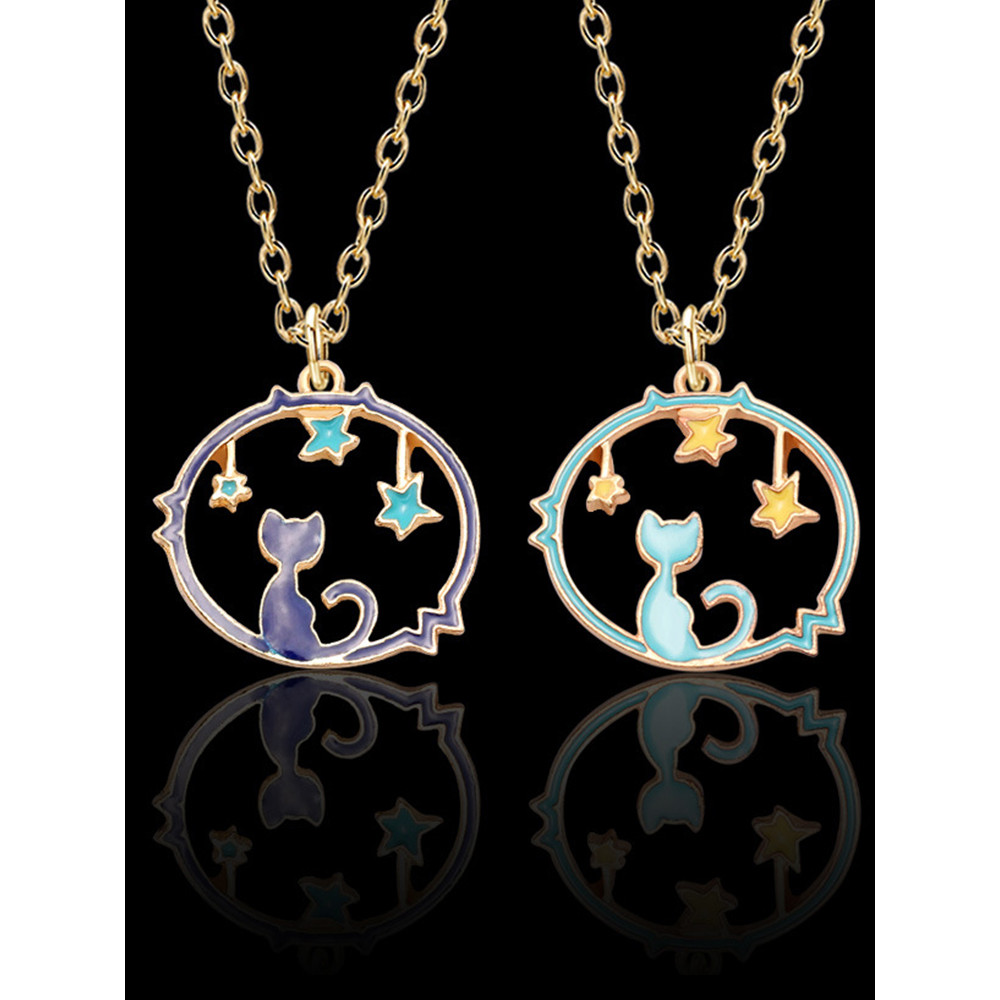 Cat Under The Stars Alloy Necklace