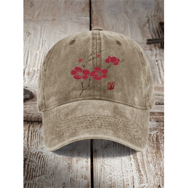 Cherry Blossom Japanese Lino Art Washed Cap