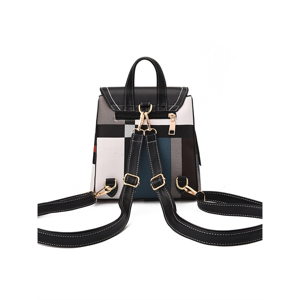 Colorblock Flap Patchwork Mini Backpack