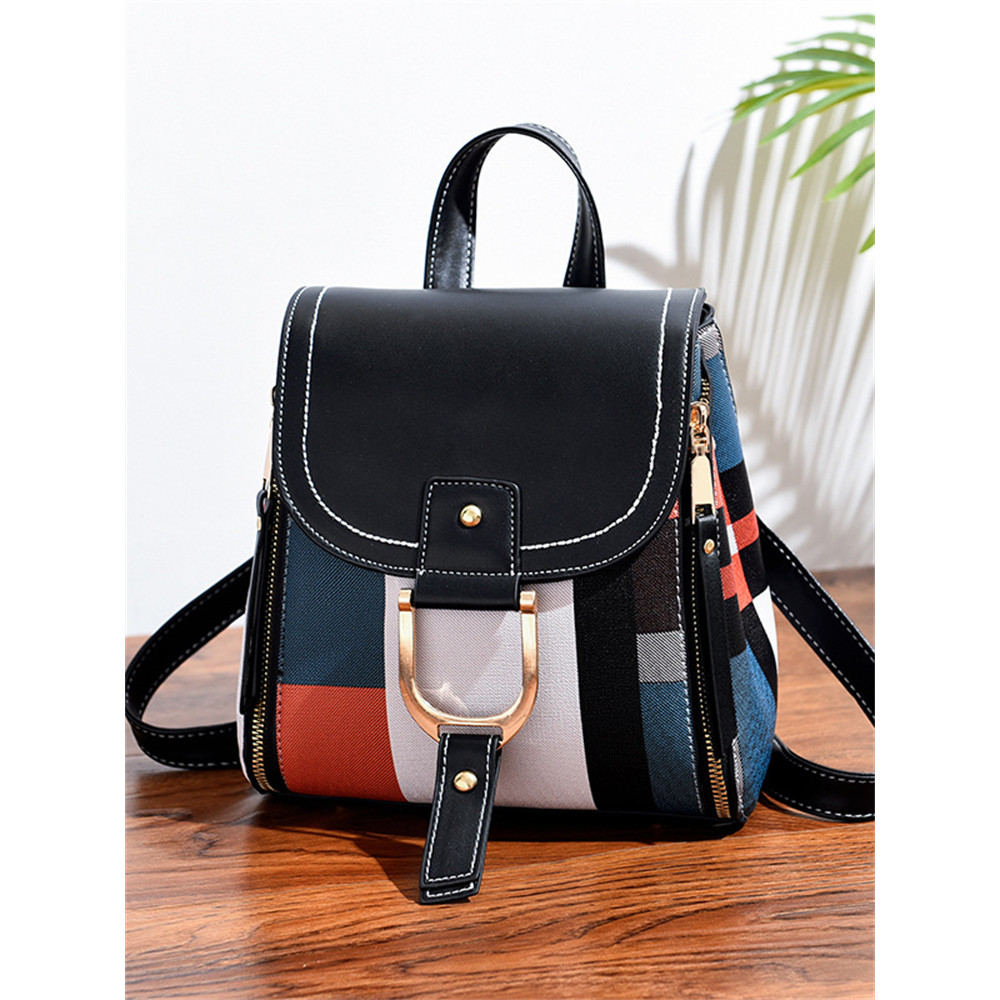 Colorblock Flap Patchwork Mini Backpack
