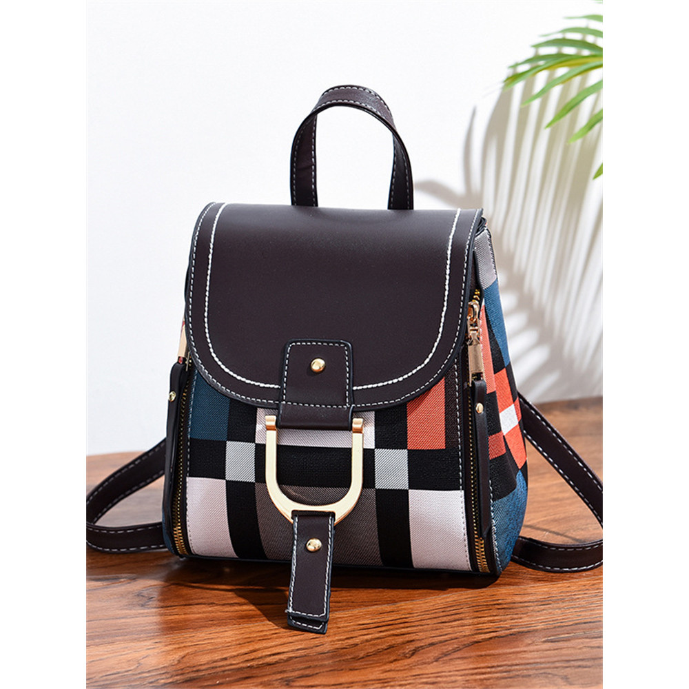 Colorblock Flap Patchwork Mini Backpack