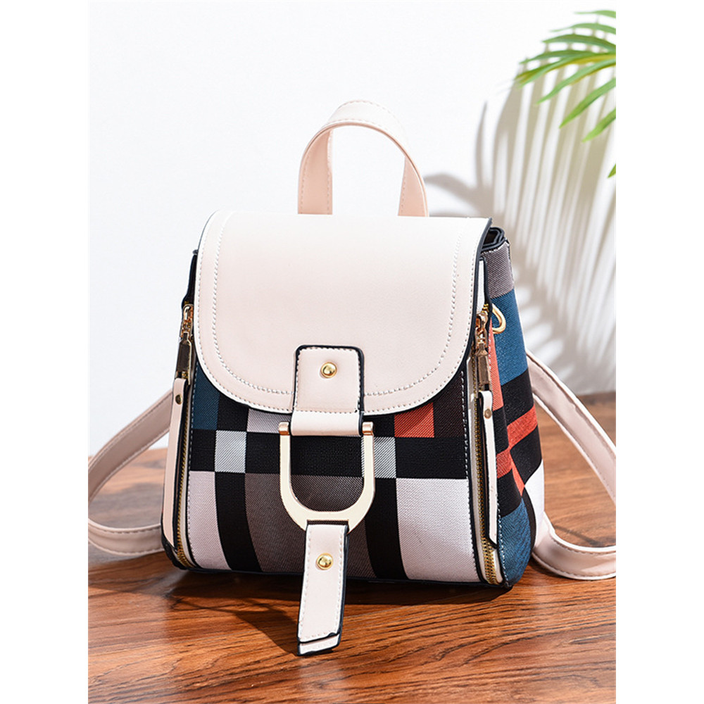 Colorblock Flap Patchwork Mini Backpack