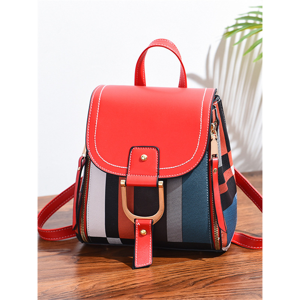 Colorblock Flap Patchwork Mini Backpack