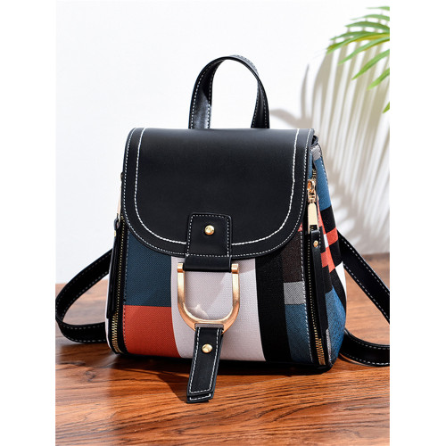 Colorblock Flap Patchwork Mini Backpack