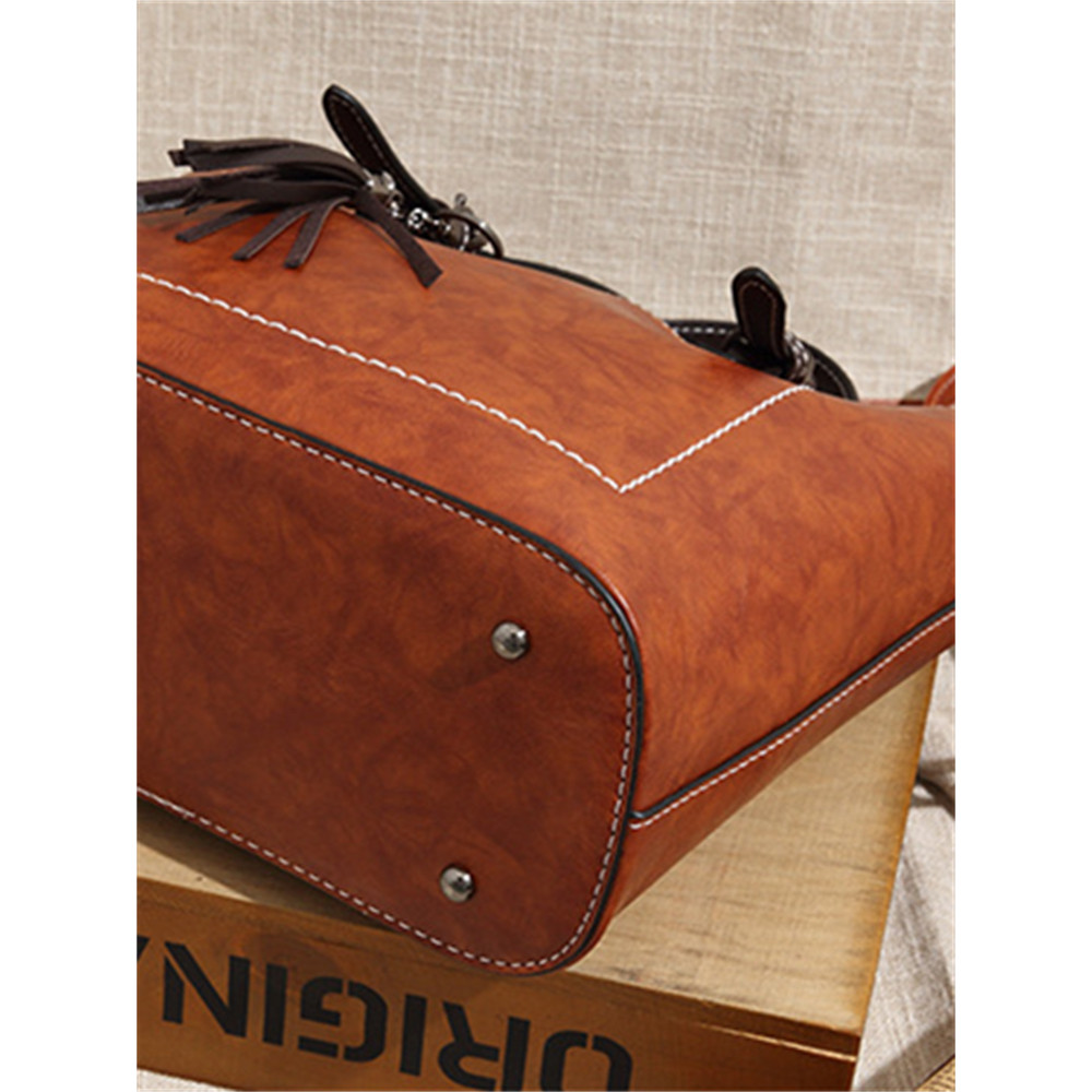 Contrast Color Cat Tassel Pendant Utility Tote Bag