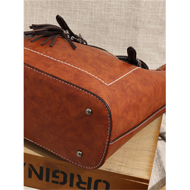 Contrast Color Cat Tassel Pendant Utility Tote Bag