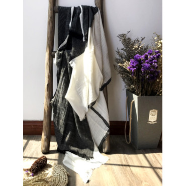 Contrast Color Fray Hem Soft Scarf