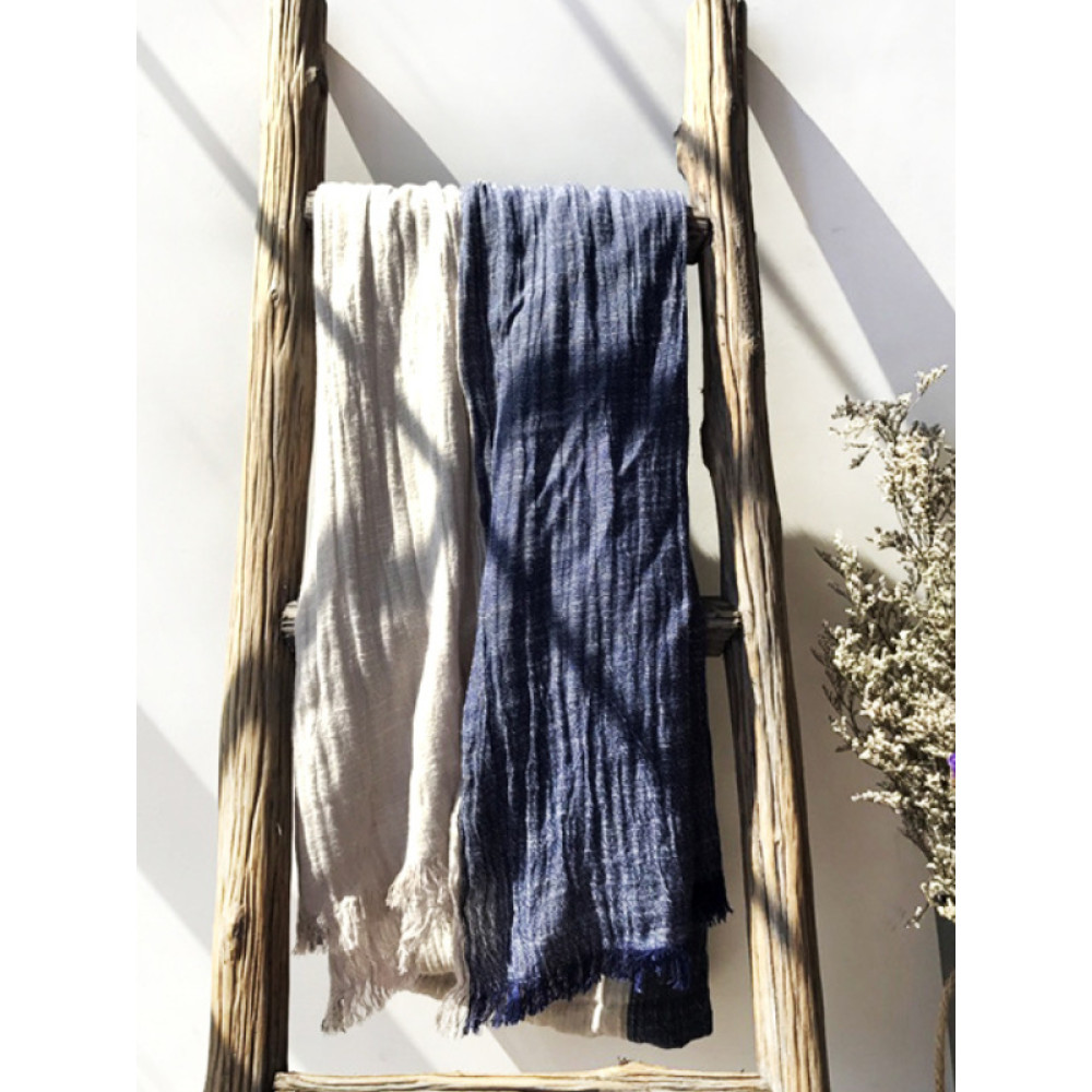 Contrast Color Fray Hem Soft Scarf