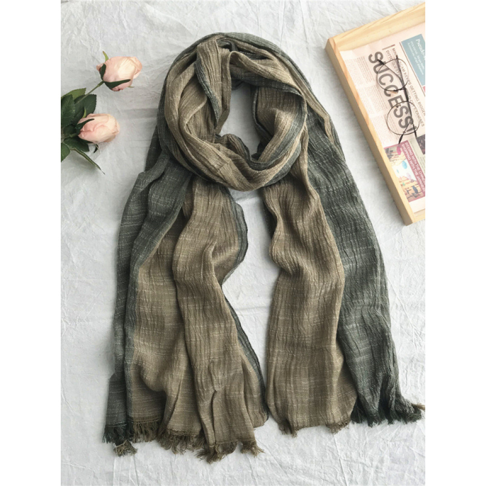 Contrast Color Fray Hem Soft Scarf
