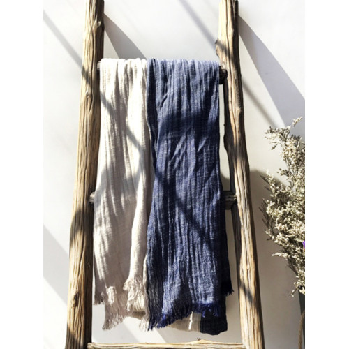 Contrast Color Fray Hem Soft Scarf