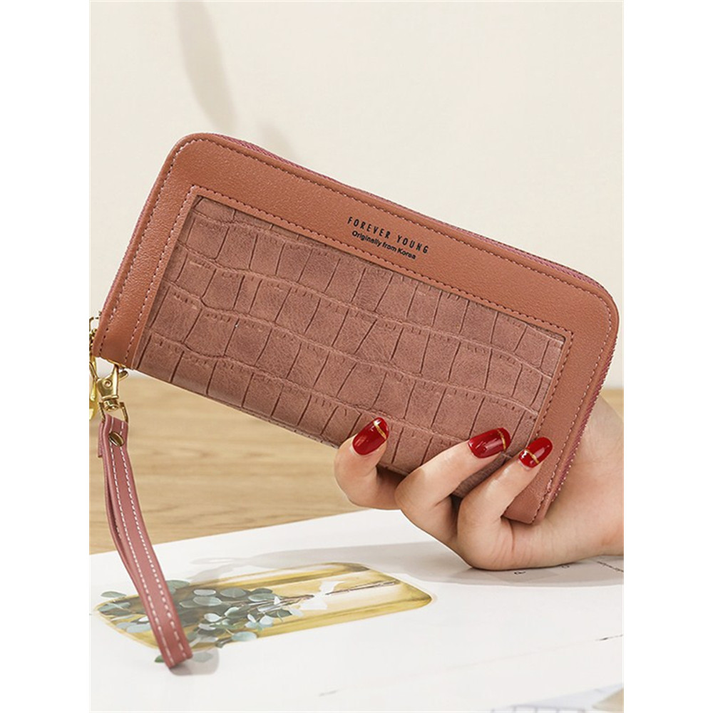Crocodile Pattern Patchwork Utility Leather Purse