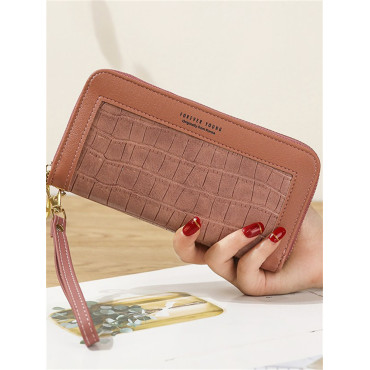 Crocodile Pattern Patchwork Utility Leather Purse