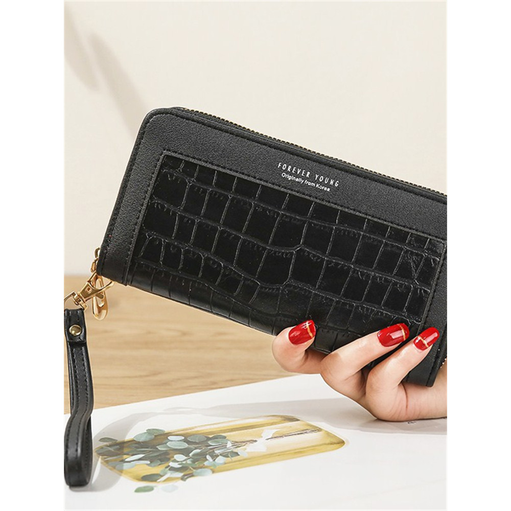 Crocodile Pattern Patchwork Utility Leather Purse