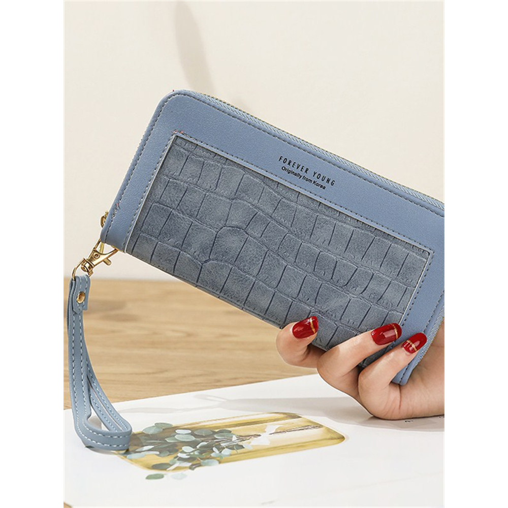 Crocodile Pattern Patchwork Utility Leather Purse