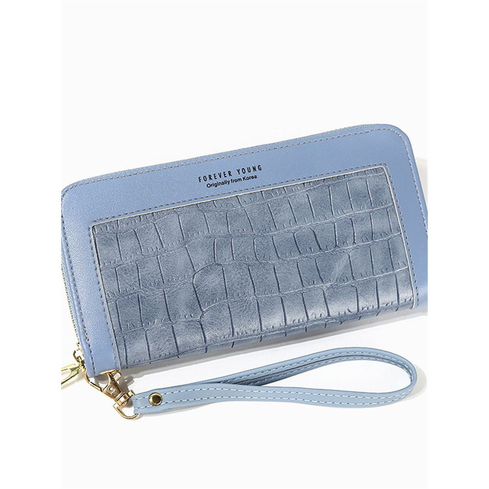 Crocodile Pattern Patchwork Utility Leather Purse