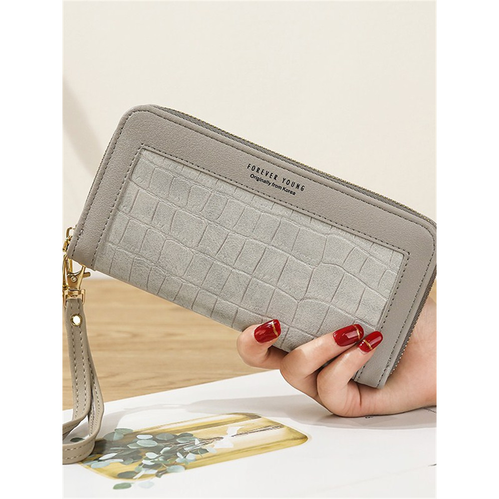 Crocodile Pattern Patchwork Utility Leather Purse