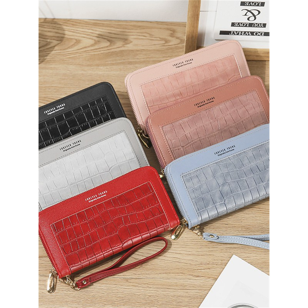 Crocodile Pattern Patchwork Utility Leather Purse