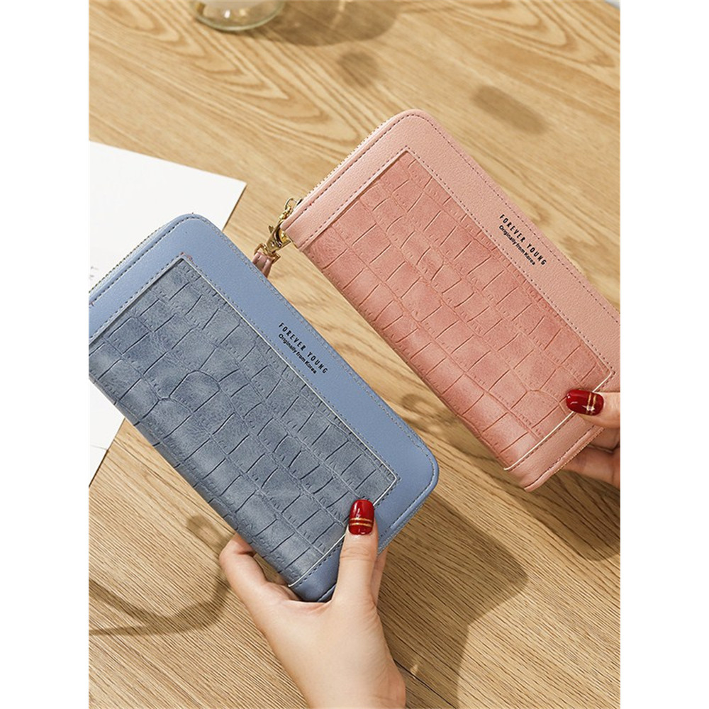 Crocodile Pattern Patchwork Utility Leather Purse