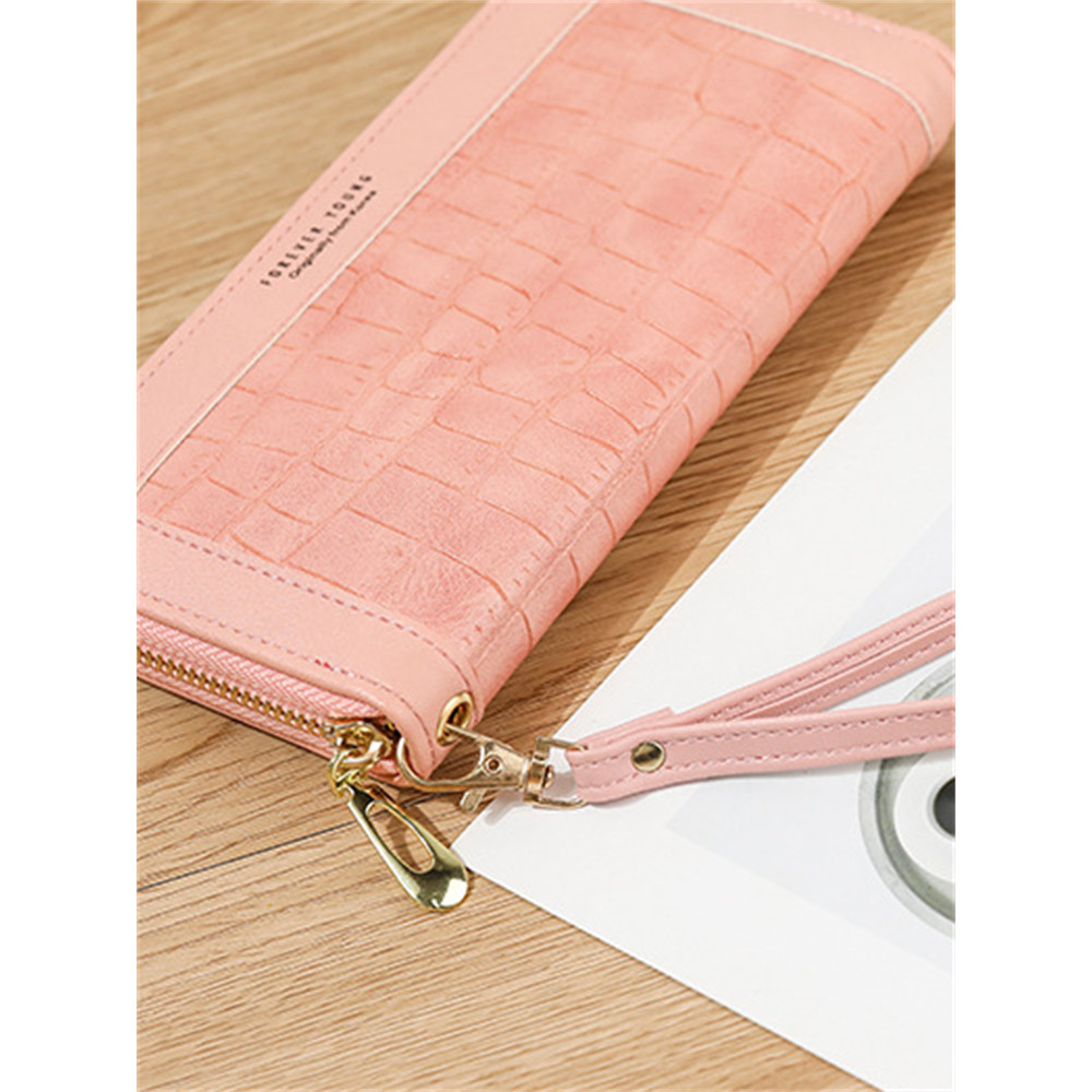 Crocodile Pattern Patchwork Utility Leather Purse