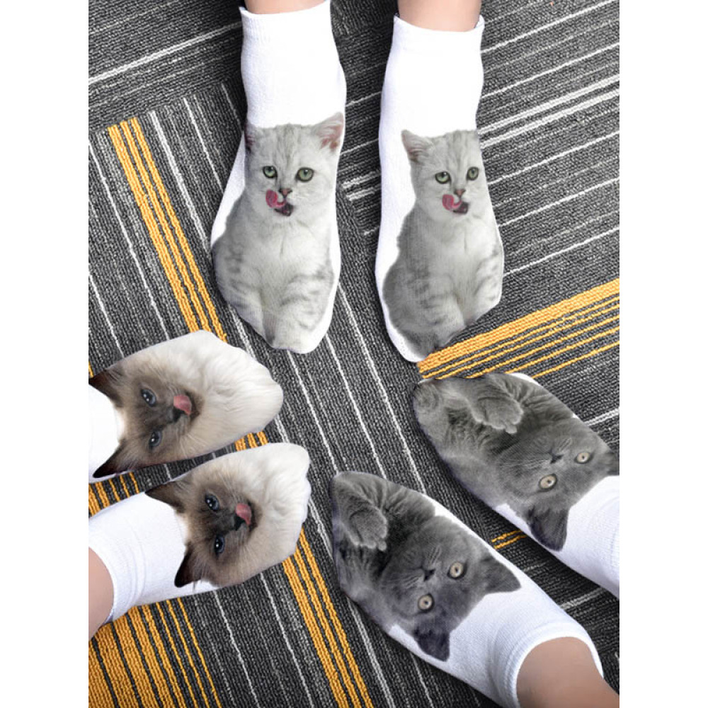 Cute Cat Series Printed Ankle Socks