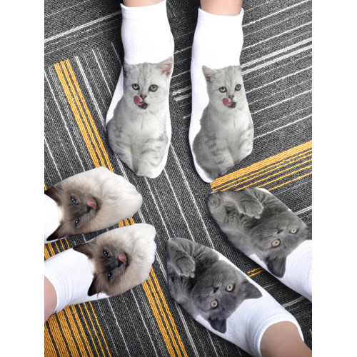 Cute Cat Series Printed Ankle Socks