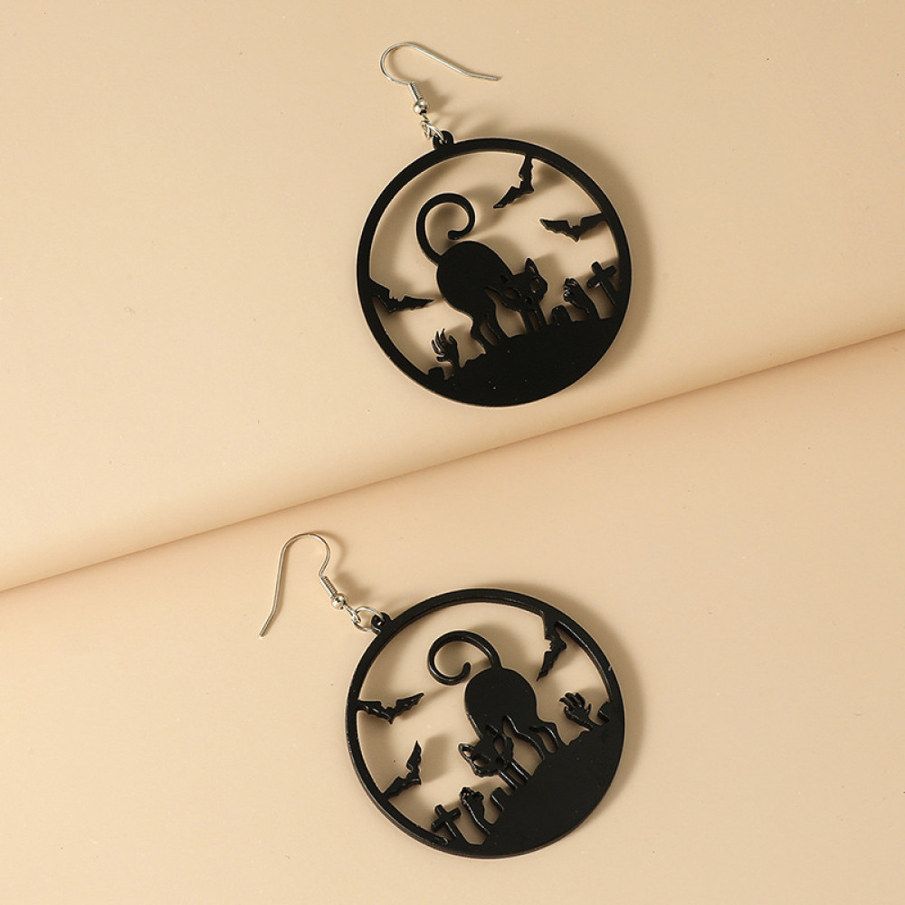 Dark Cat Bat Earrings