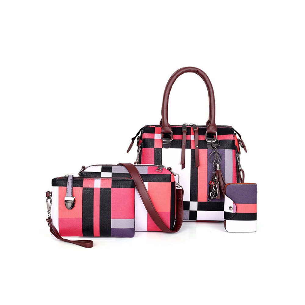 Designer Plaid Women's Purses And Handbags Set Of 4