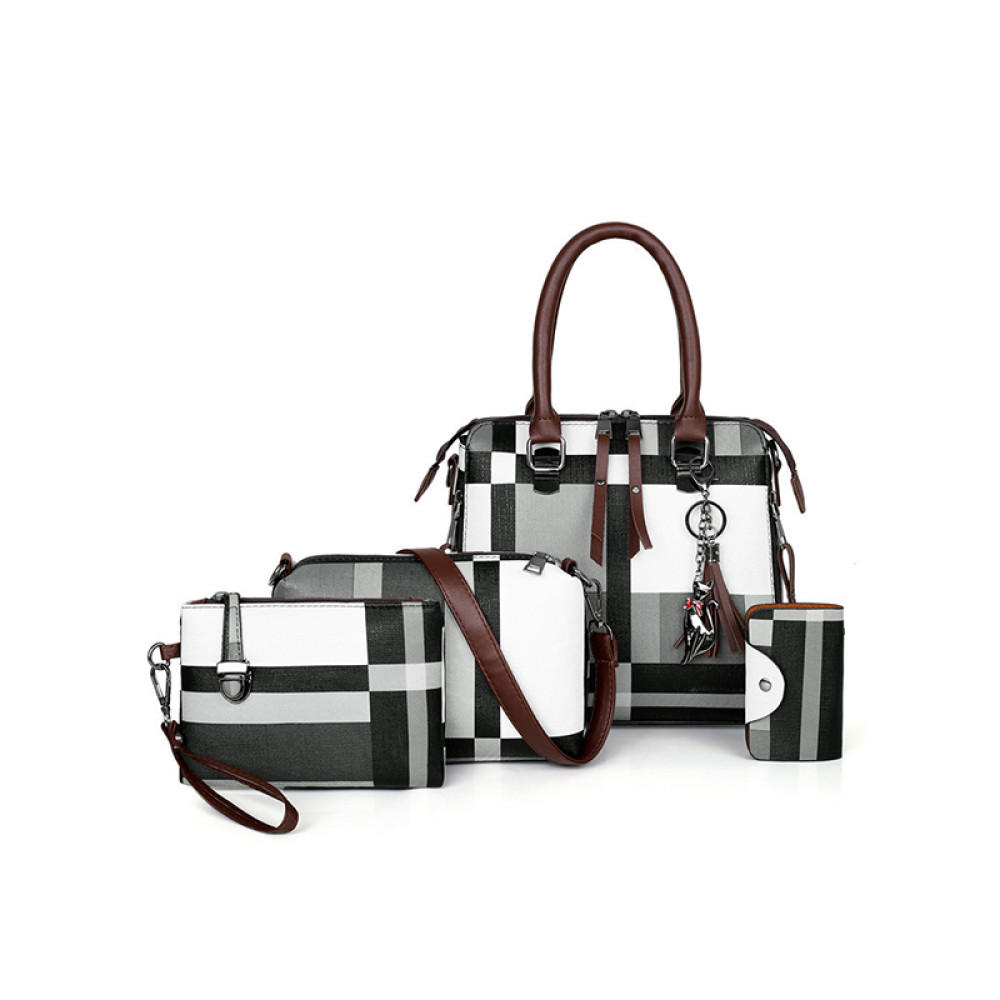 Designer Plaid Women's Purses And Handbags Set Of 4