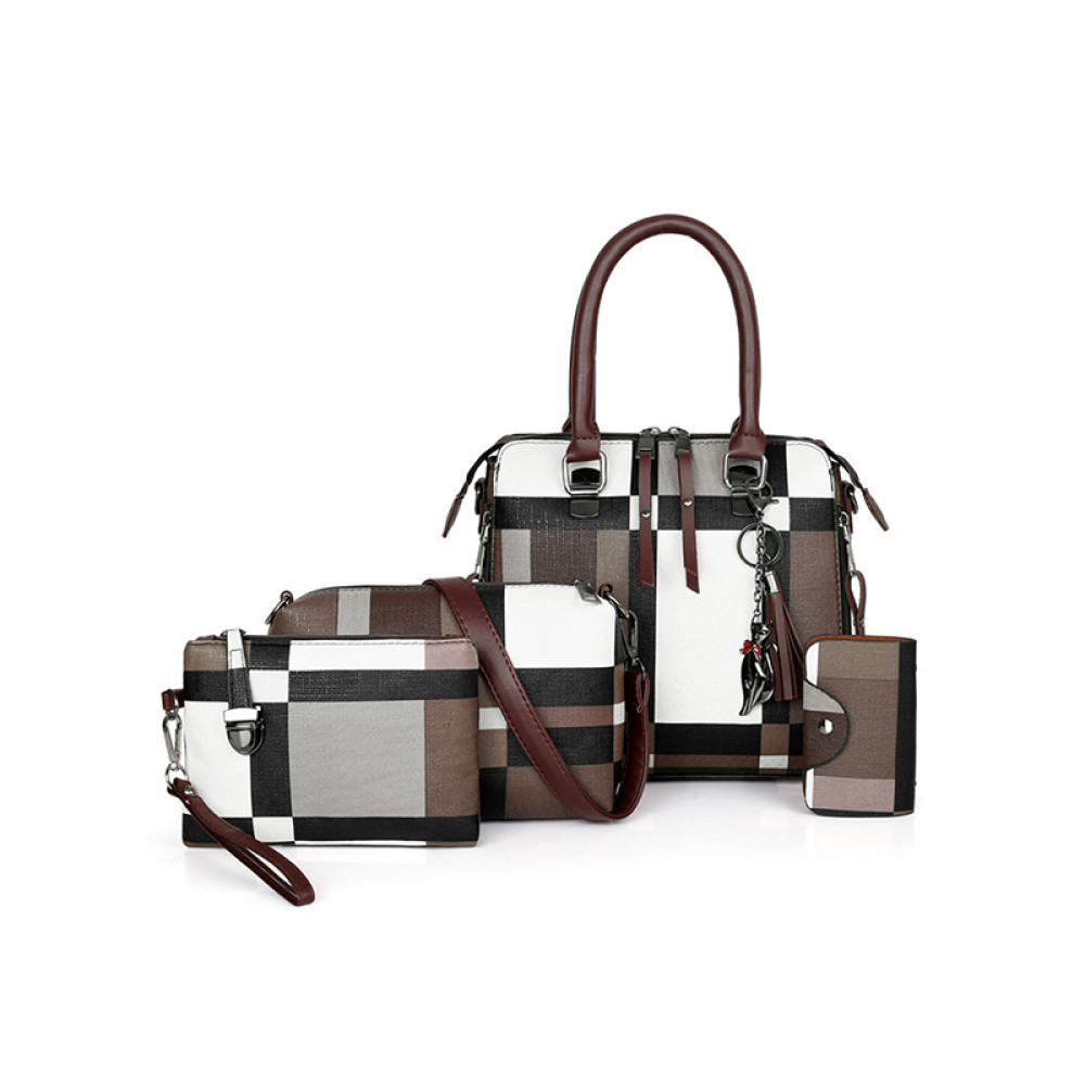 Designer Plaid Women's Purses And Handbags Set Of 4
