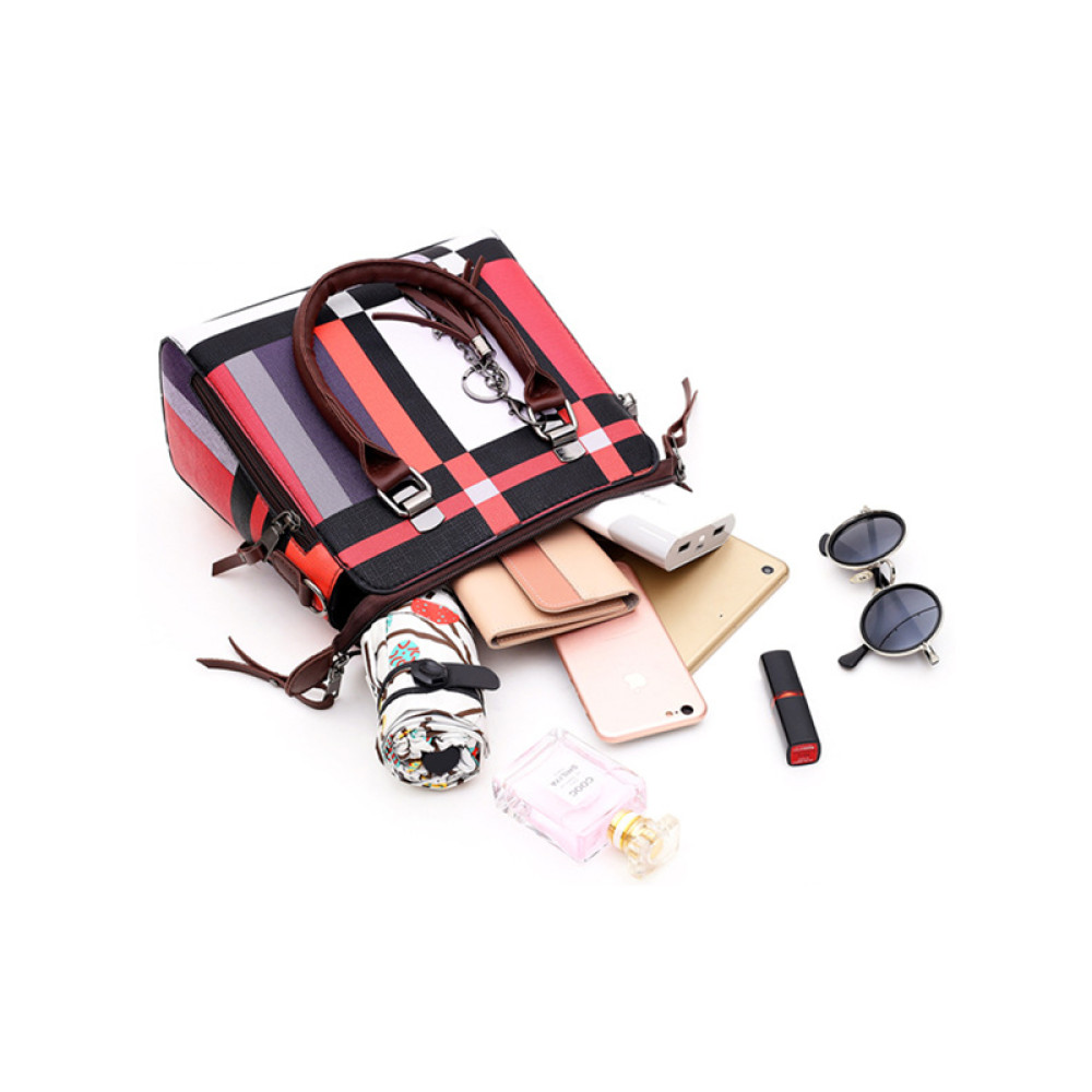 Designer Plaid Women's Purses And Handbags Set Of 4