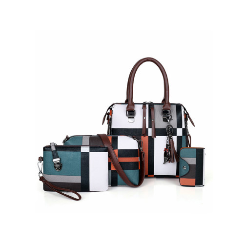 Designer Plaid Women's Purses And Handbags Set Of 4