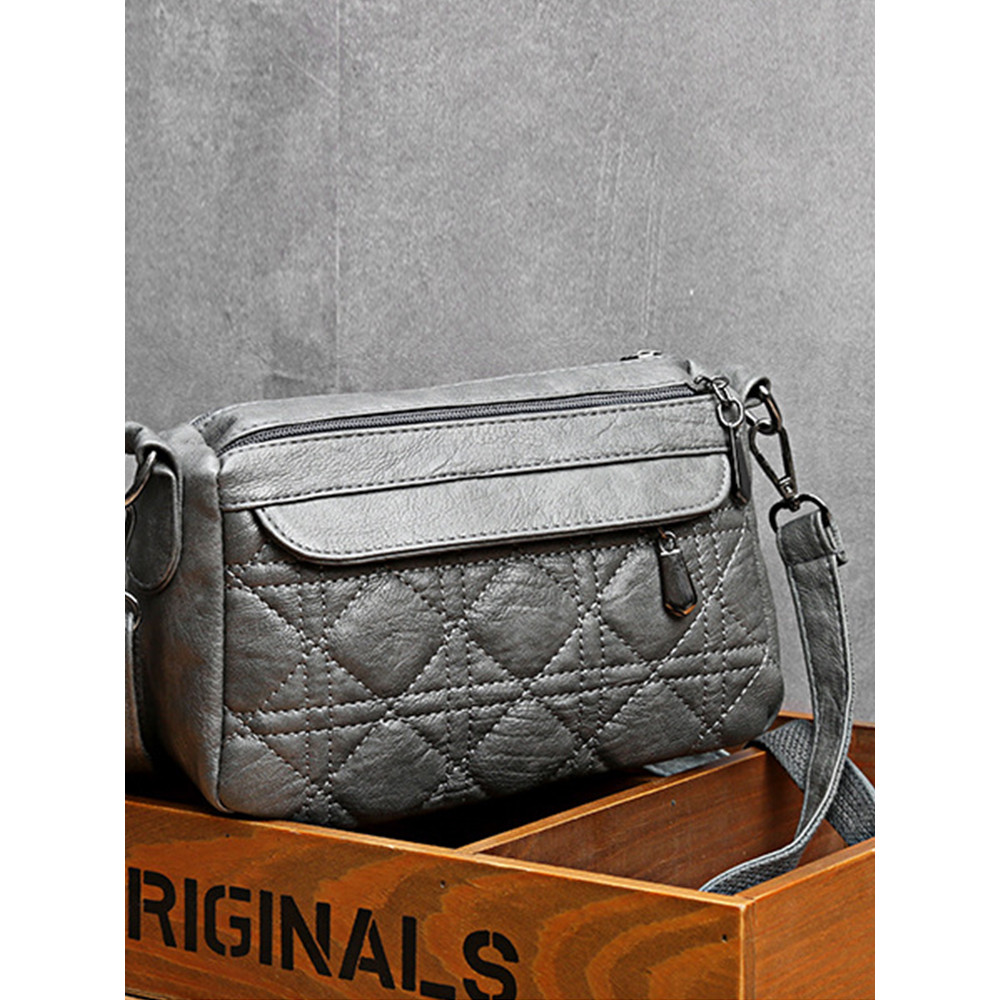Diamond Pattern Seam Crossbody Bag