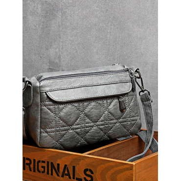 Diamond Pattern Seam Crossbody Bag