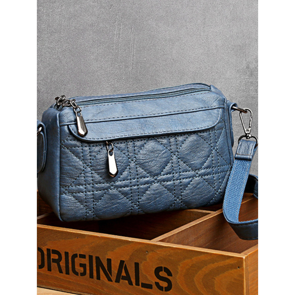 Diamond Pattern Seam Crossbody Bag