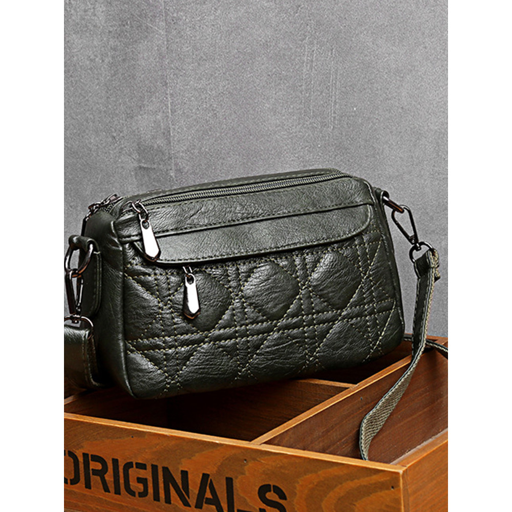 Diamond Pattern Seam Crossbody Bag